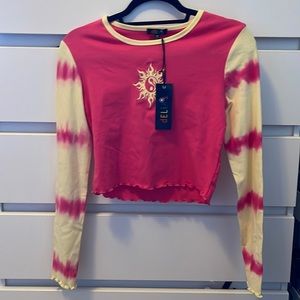 Delia’s pink and yellow crop top M